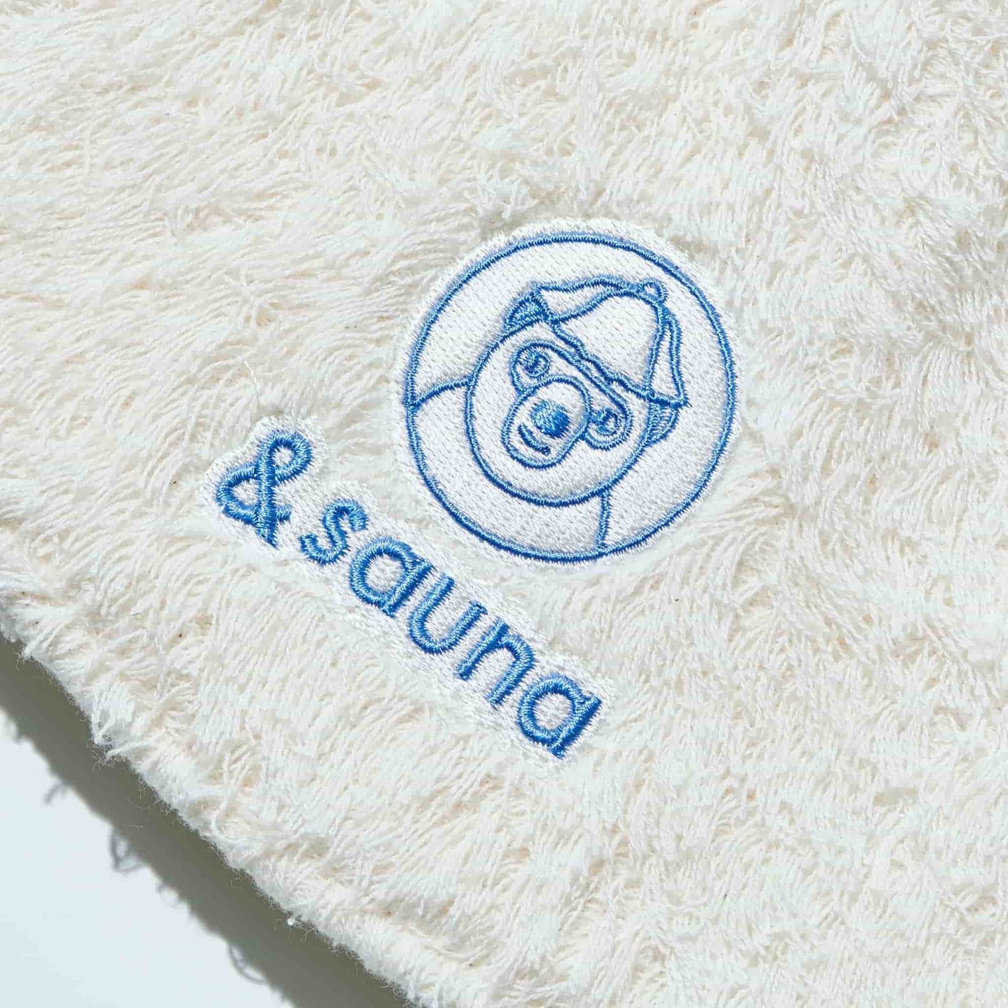 Sauna hat "&sauna" (white×light blue)