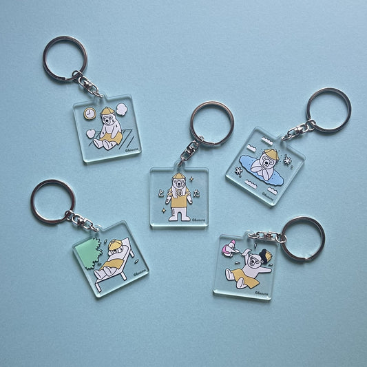 &sauna キーホルダー 全5パターン どれがでてくるかお楽しみ サウナの入り方を教えてくれる 景品にちょうどいい サウナバッグ サウナーアイテム サウナポーチにつけて