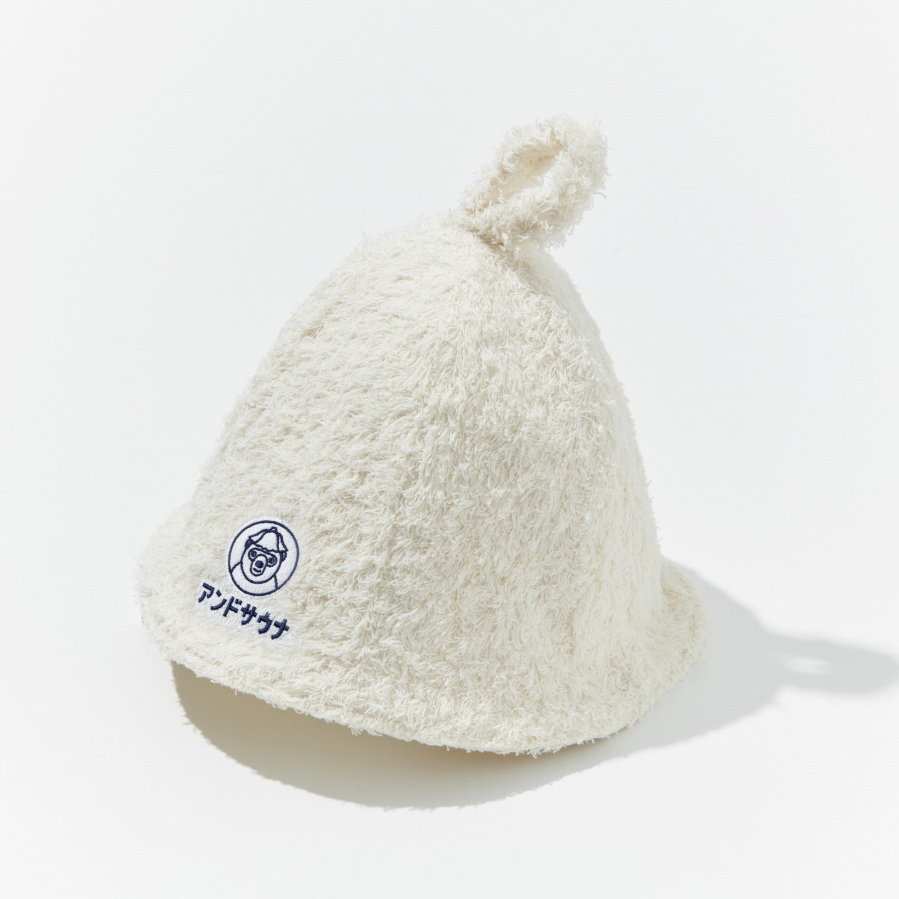 Sauna hat "アンドサウナ" (white×navy)