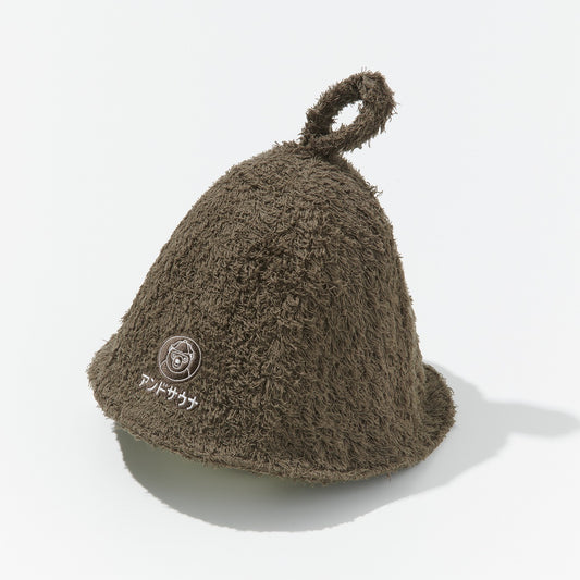 Sauna hat "アンドサウナ" (olive×white)