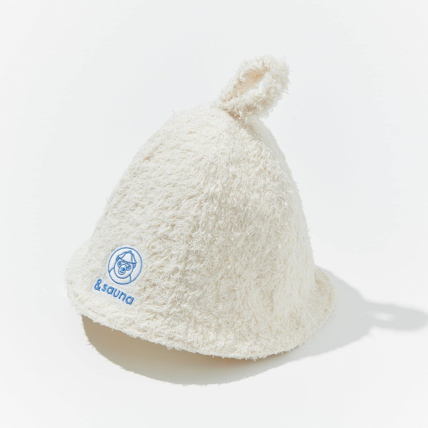 Sauna hat "&sauna" (white×light blue)