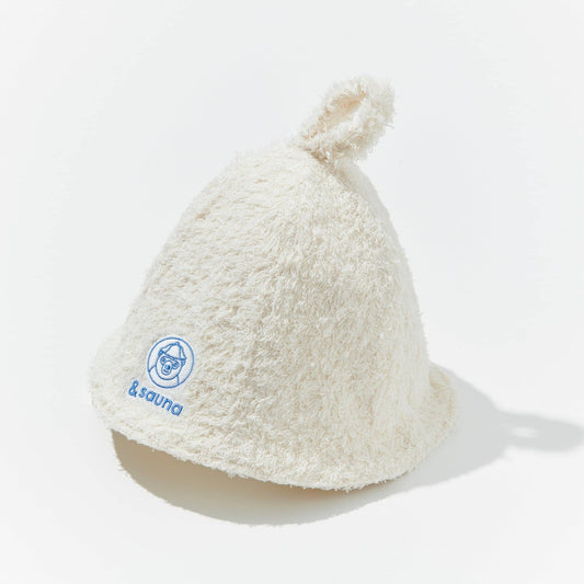 Sauna hat "&sauna" (white×light blue)