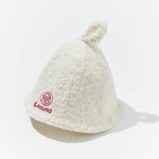 【New】Sauna hat "&sauna" (white×red)