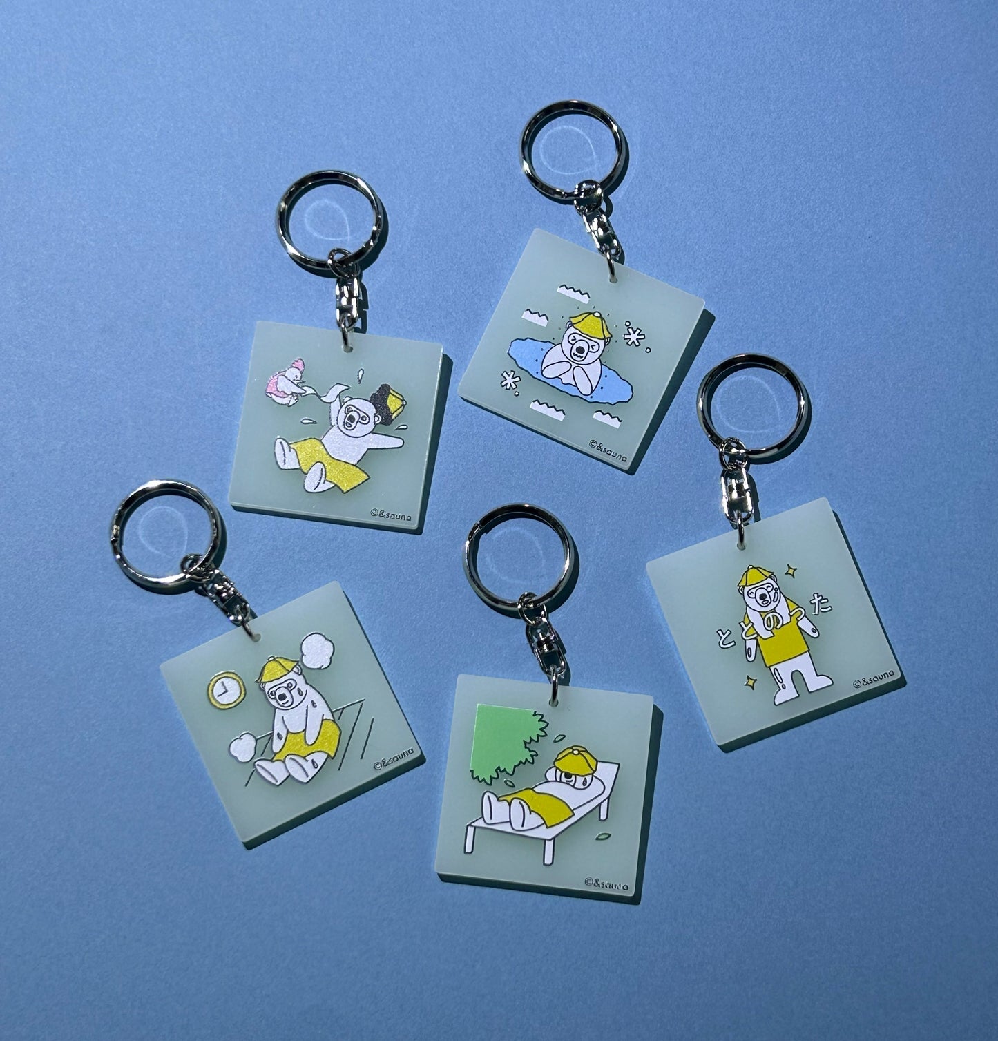 &sauna 新商品　キーホルダー　蓄光　光る　サ活　アイテム　サイズアップ　プレゼント　ギフト　